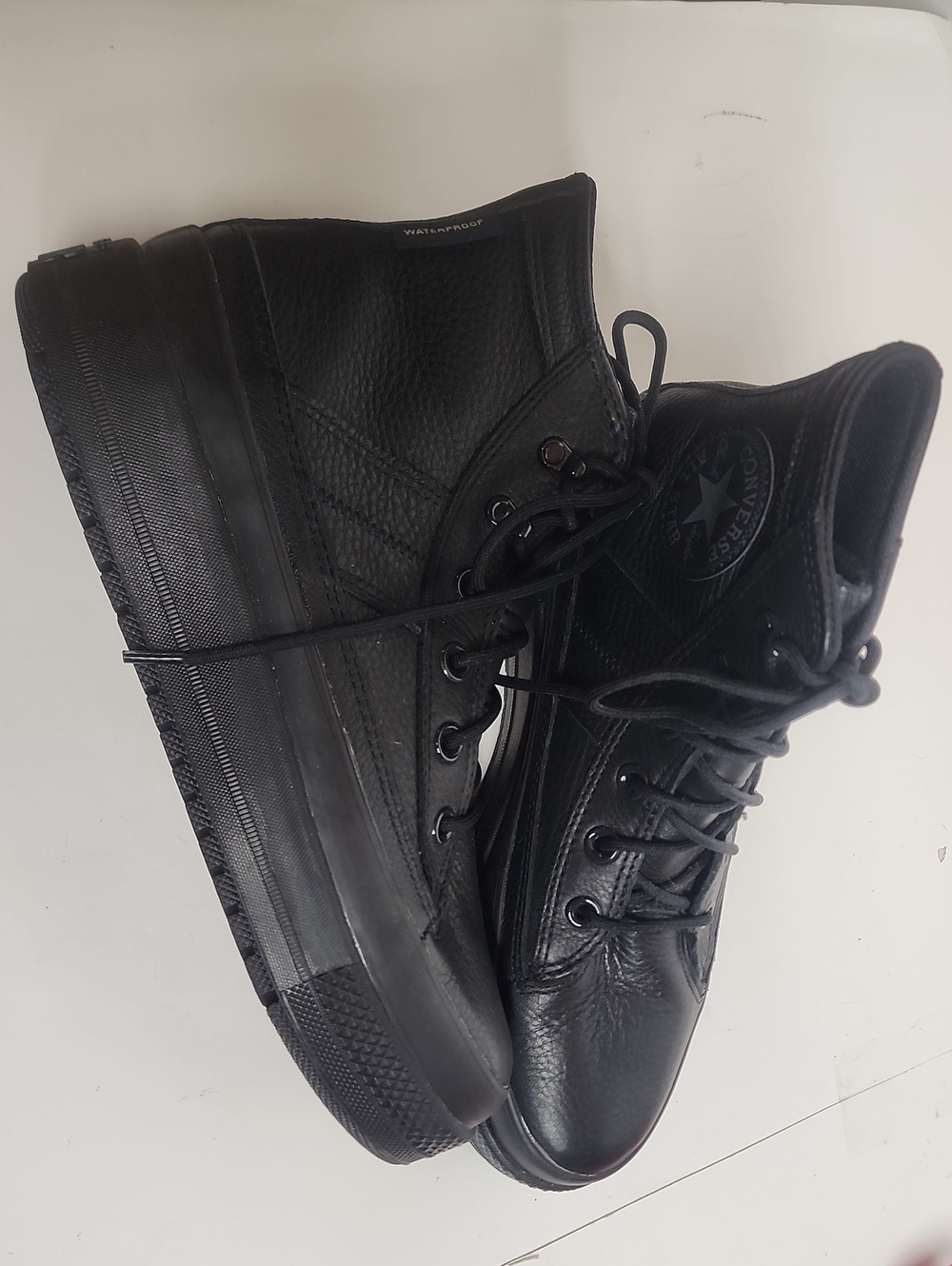 Converse Chuck Taylor All Black Waterproof Leather High-Top Boots 6.5M 8W 39EUR